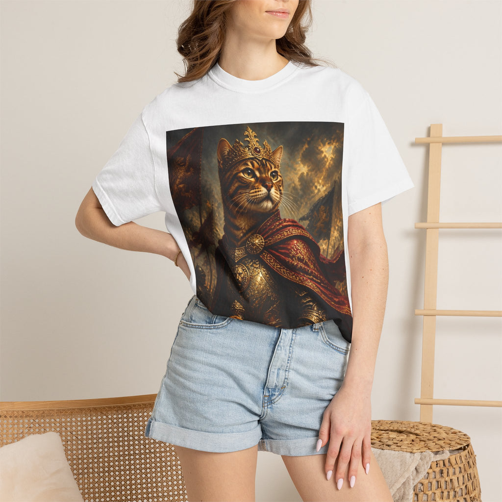Regal Cat Knight T-Shirt – Medieval Feline Armor Art Tee